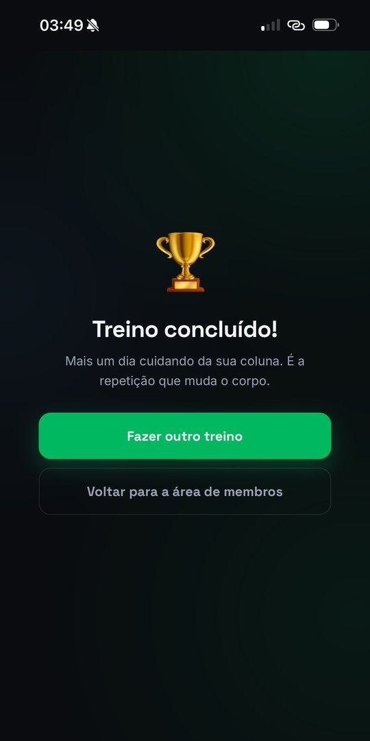 Tela de treino concluído